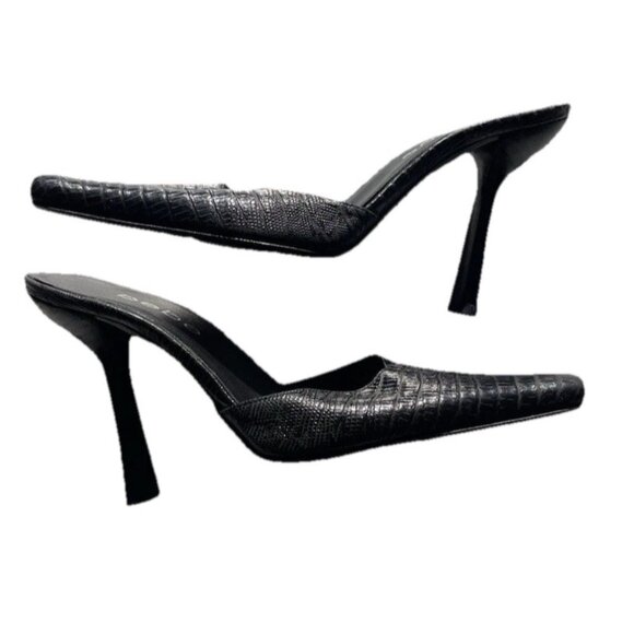 Bebe Women’s Sz 5 Black Crocodile Leather Platform Stiletto Heels Made in Spain - Picture 1 of 14